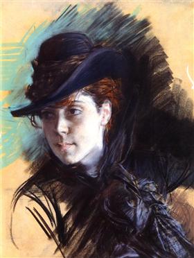 Chica con sombrero negro - Giovanni Boldini