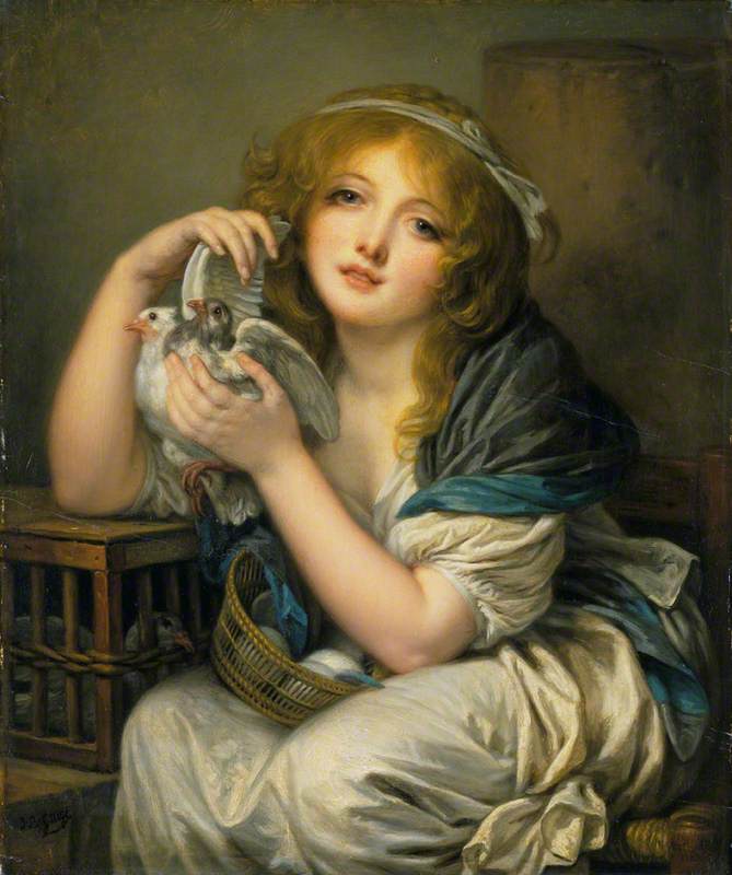 Chica con palomas - Jean-Baptiste Greuze