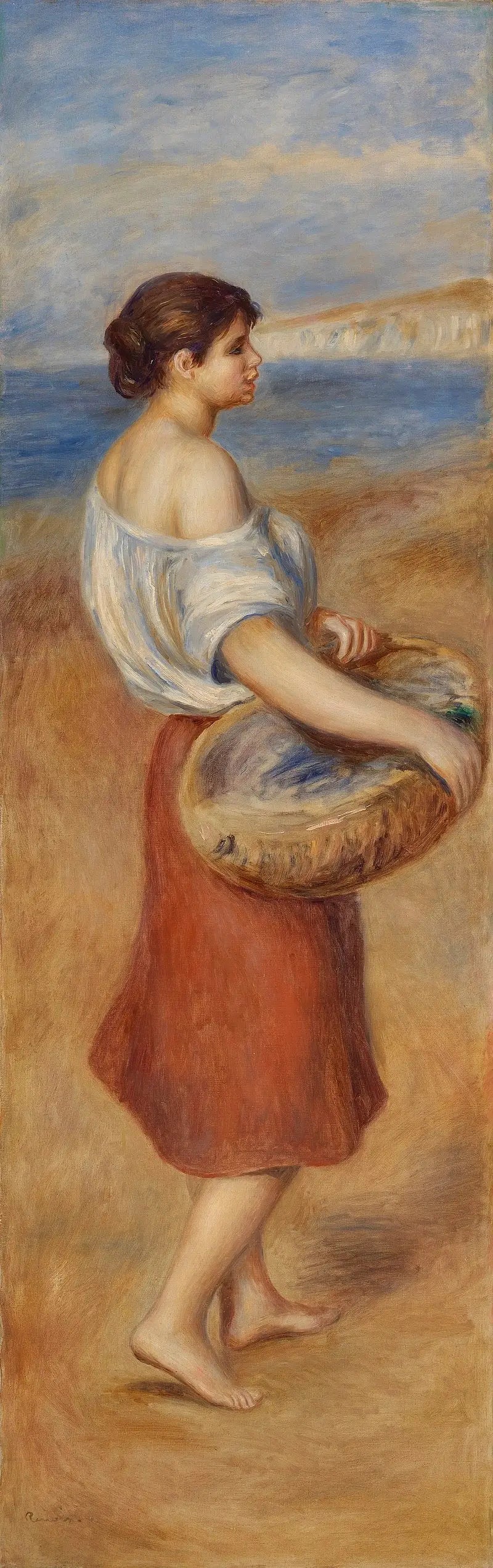 Niña con cesta de peces (Pescadora de peces) - Pierre-Auguste Renoir
