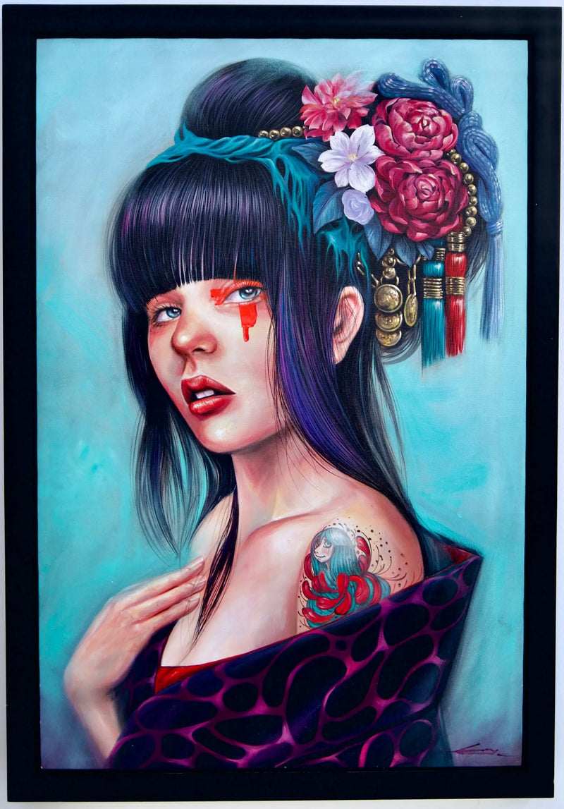 Chica con un Moño Floral | 60 x 90 cm
