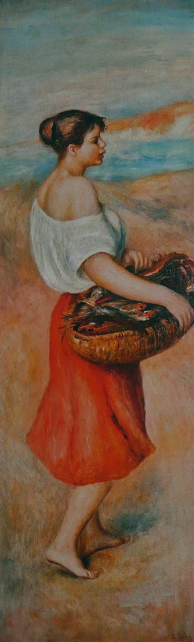 Niña con una cesta de peces - Pierre-Auguste Renoir