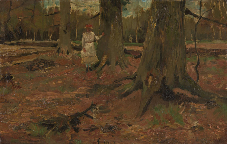 Chica de blanco en el bosque - Vincent van Gogh