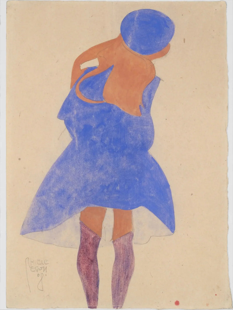 Niña de pie, vista desde atrás - Egon Schiele