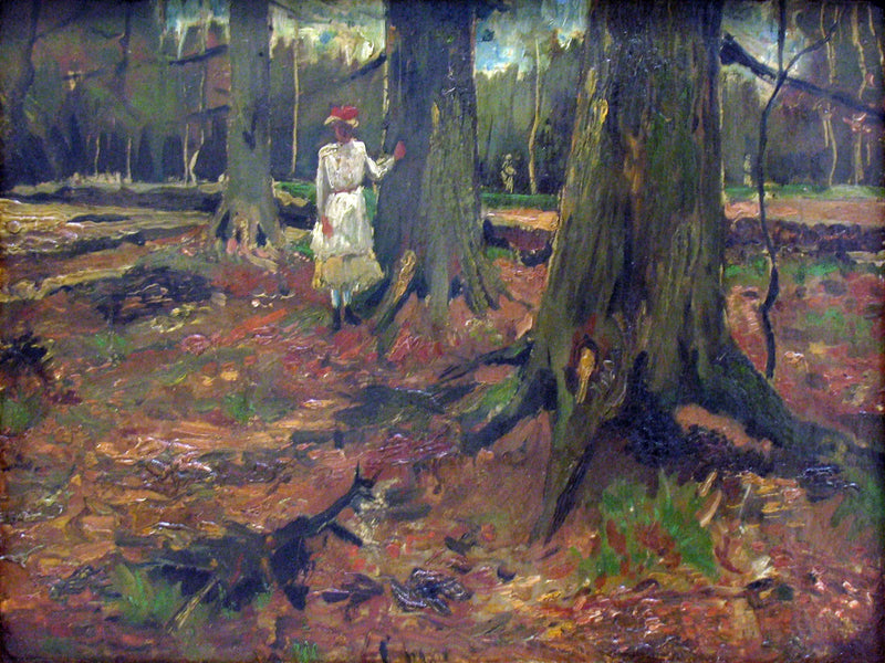 Chica de blanco en el bosque - Vincent van Gogh
