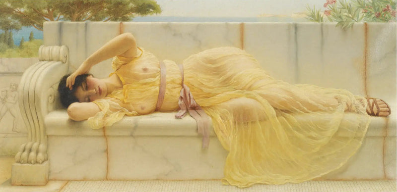 Chica con drapería amarilla - John William Godward
