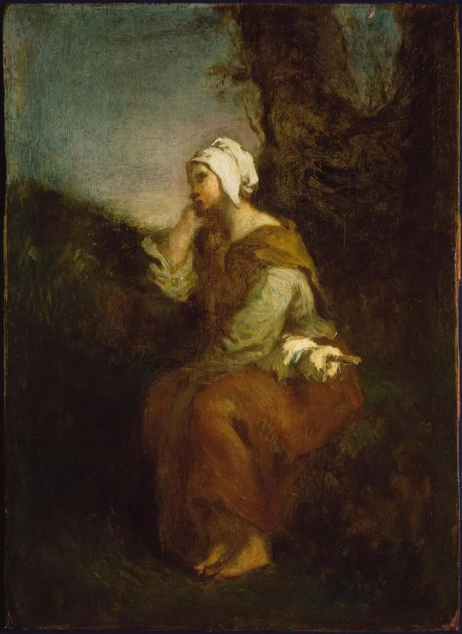Chica campesina soñando despierta - Jean-François Millet