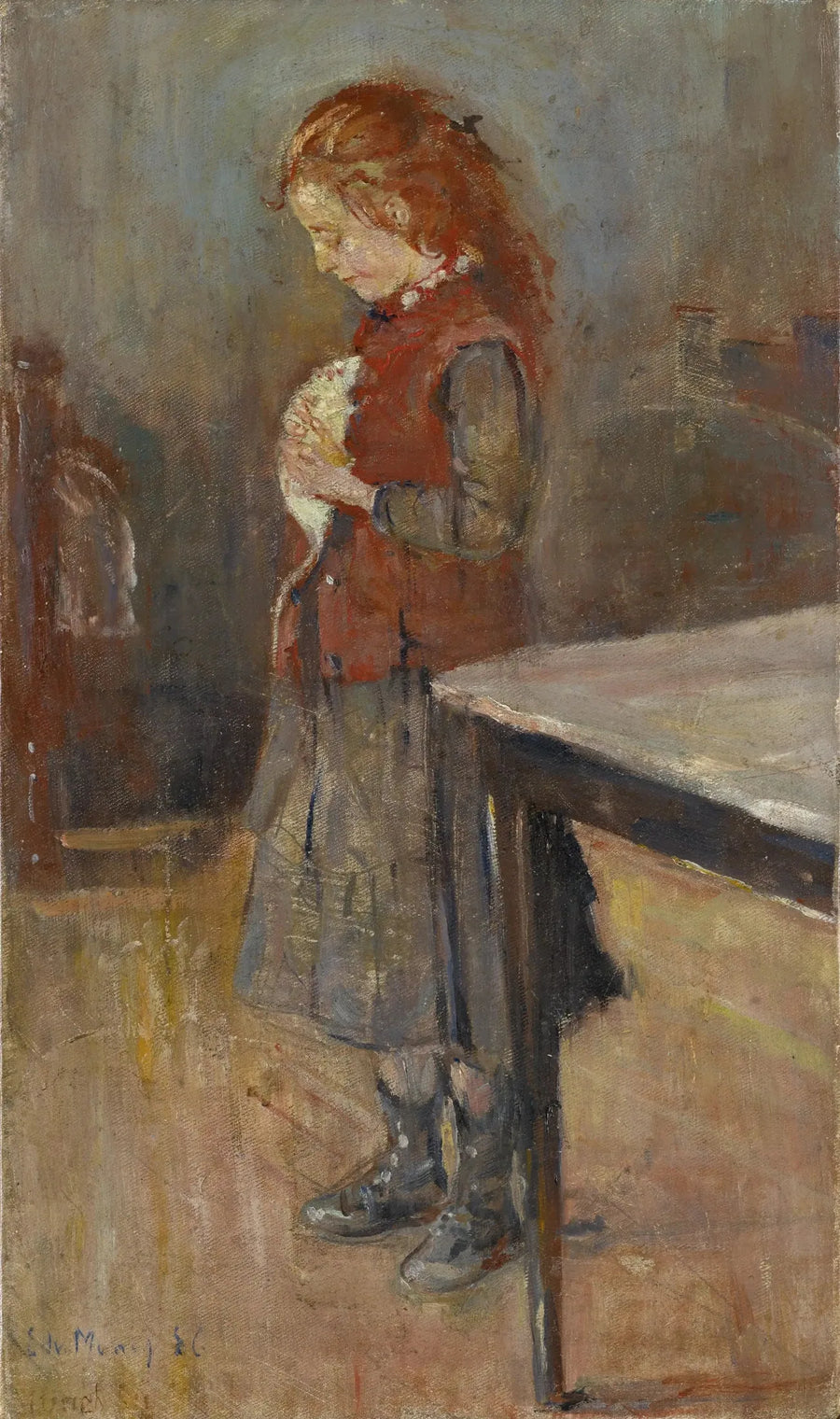 Chica pelirroja con rata blanca - Edvard Munch