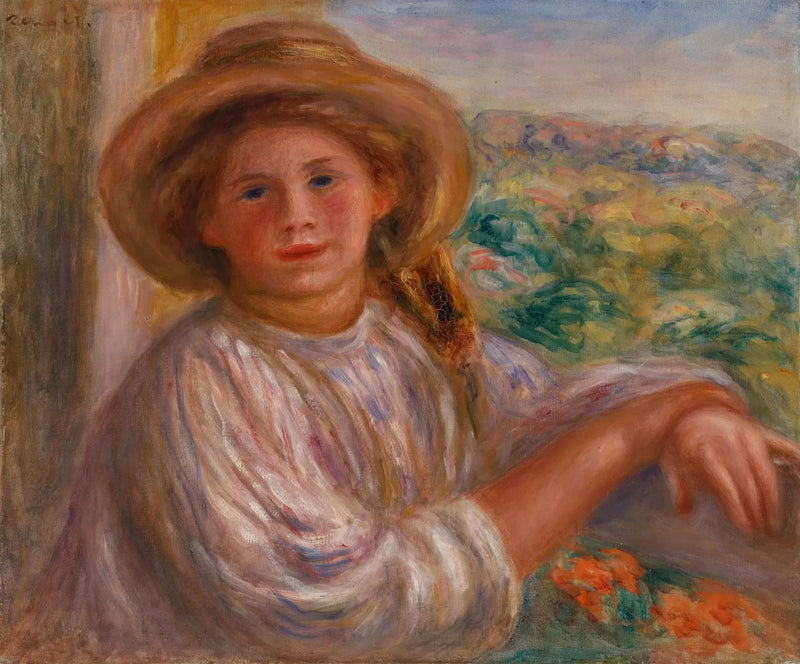 Chica en un balcón, Cagnes (Joven mujer en el balcón, Cagnes) - Pierre-Auguste Renoir