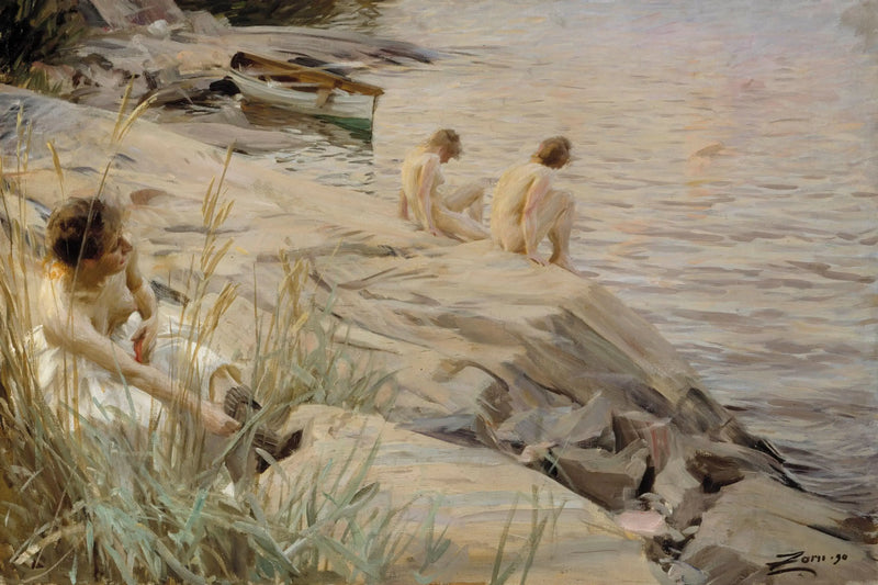 Chicas bañándose al aire libre; Chicas bañándose afuera; Exterior - Anders Zorn