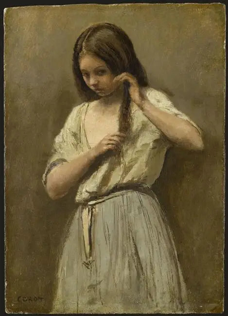Niña en su tocador - Jean-Baptiste Camille Corot