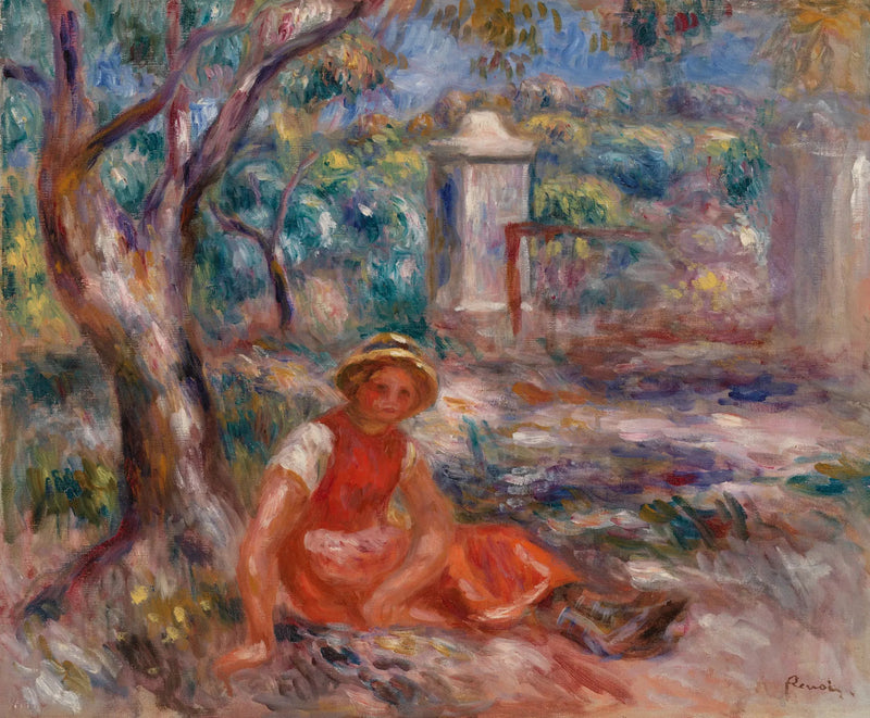 Niña al pie de un árbol (Niña al pie de un árbol) - Pierre-Auguste Renoir