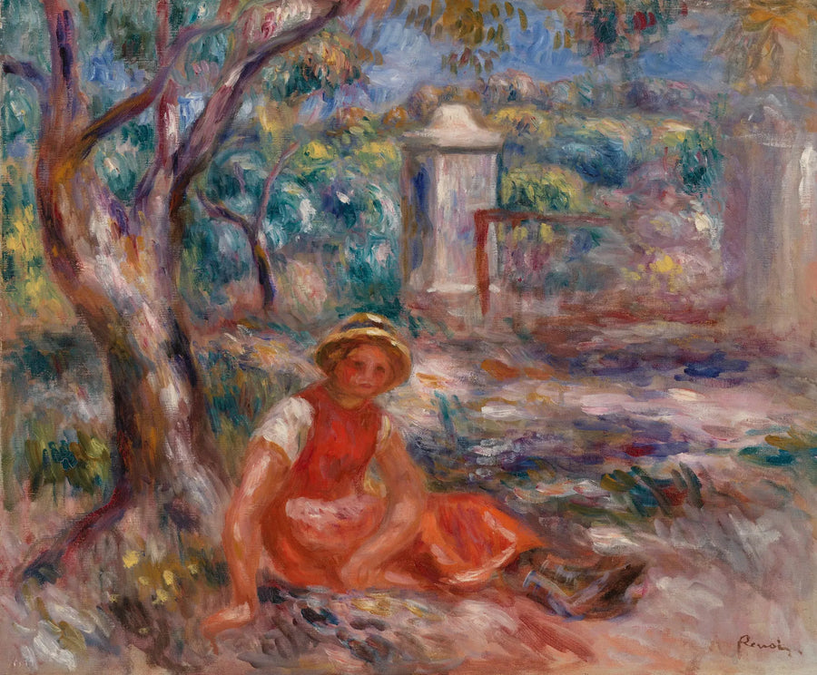 Niña al pie de un árbol (Niña al pie de un árbol) - Pierre-Auguste Renoir