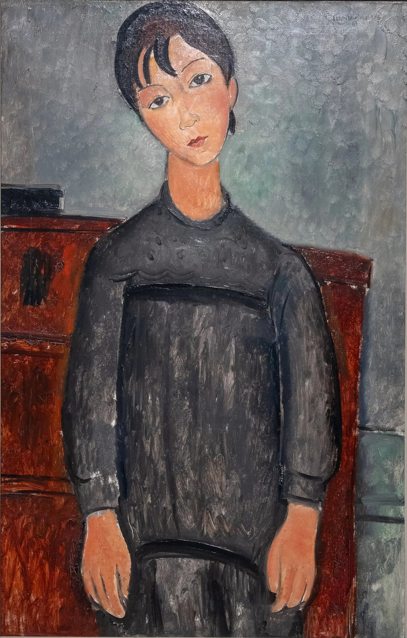 Niña de pie con delantal negro - Amedeo Modigliani