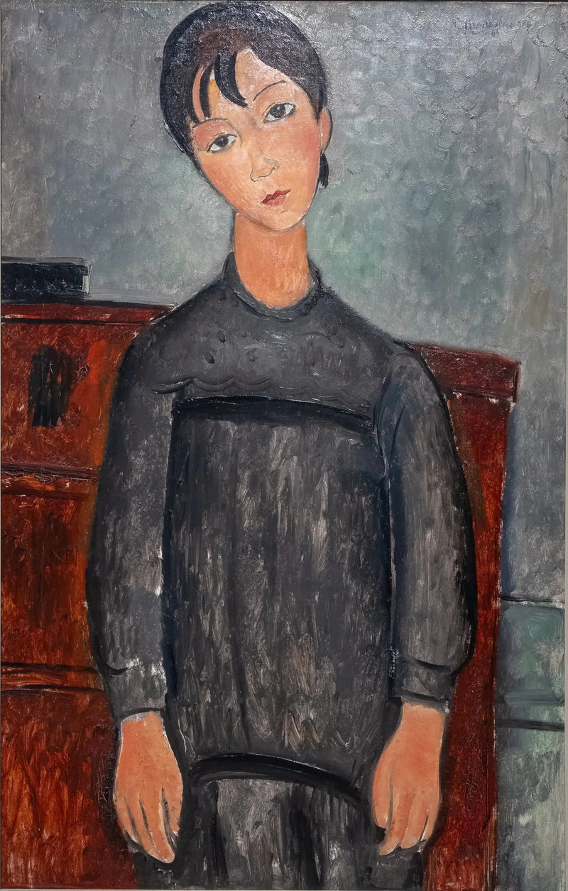 Niña de pie con delantal negro - Amedeo Modigliani