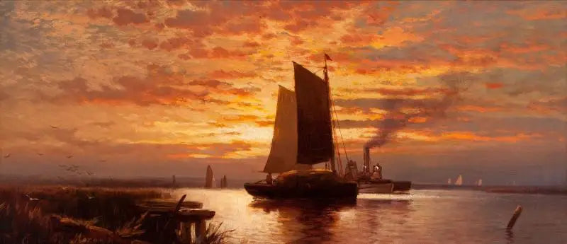 Fin del día, puerto de Nueva York - Edward Moran