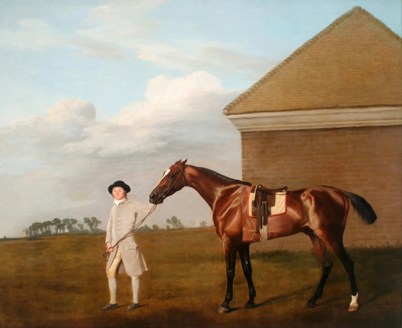 Firetail con su entrenador cerca de la Casa de Rubbing-Down en Newmarket Heath - George Stubbs