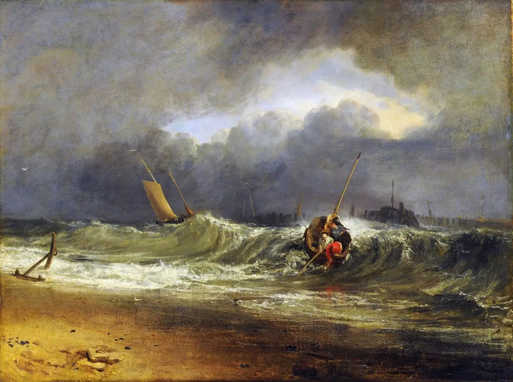 Fishermen upon a Lee Shore in Squally Weather - J. M. W. Turner image 1 tableau peint à l’huile sur toile