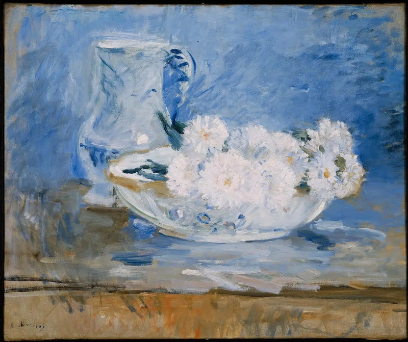 Flores blancas en un tazón - Berthe Morisot