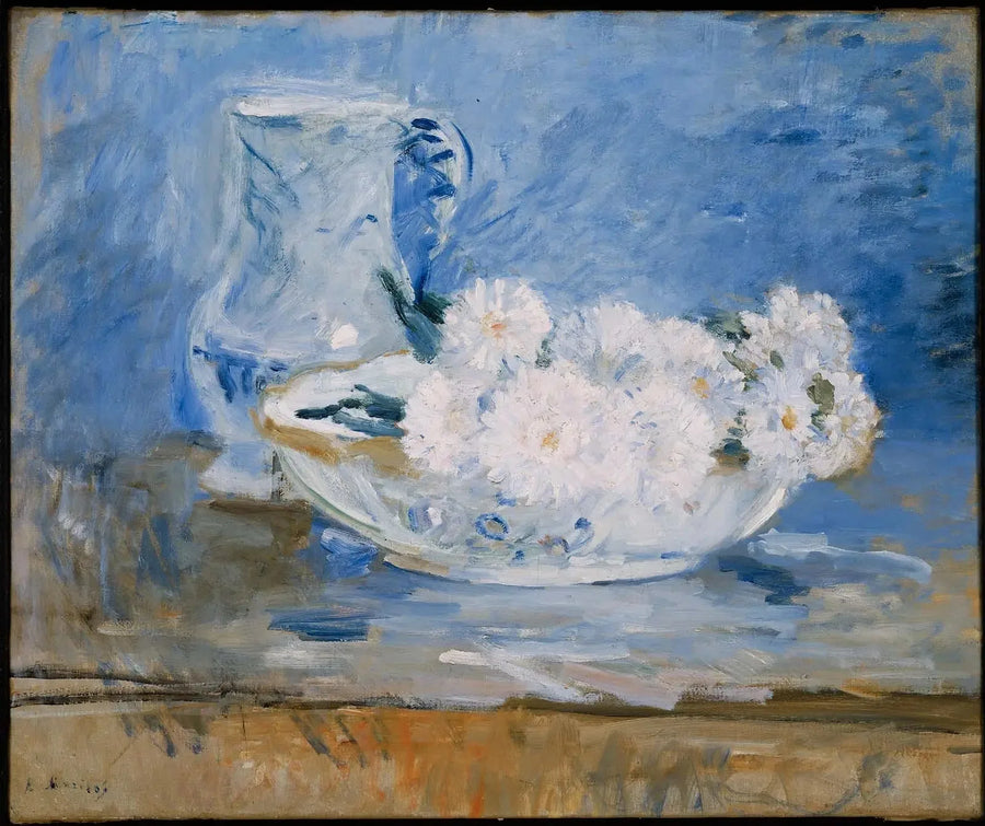 Flores blancas en un tazón - Berthe Morisot