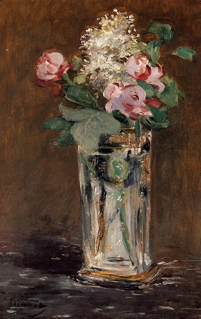 Flores en un jarrón de cristal - Édouard Manet