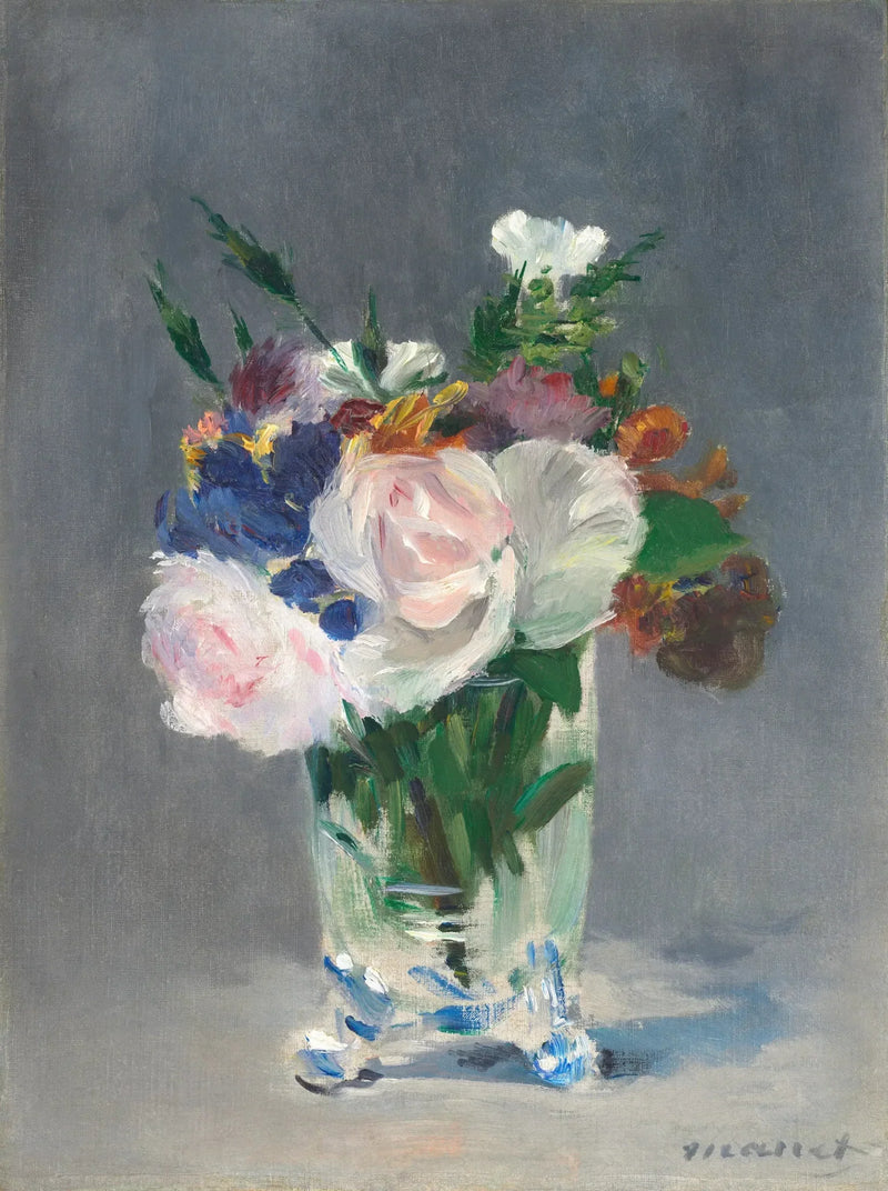 Flores en un jarrón de cristal - Édouard Manet
