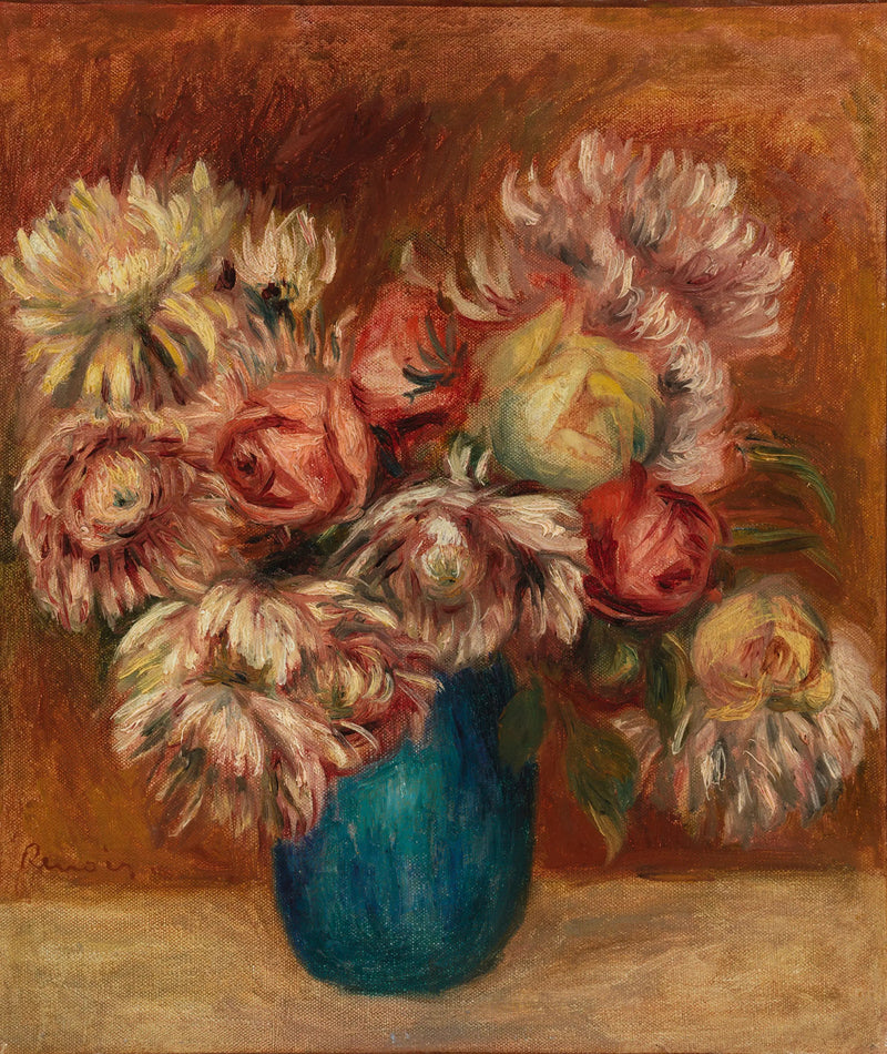 Flores en un jarrón verde - Pierre-Auguste Renoir