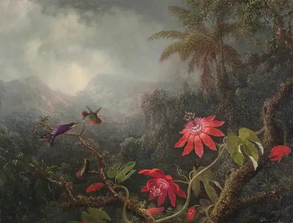 Flores de la pasión y Tres Colibríes - Martin Johnson Heade