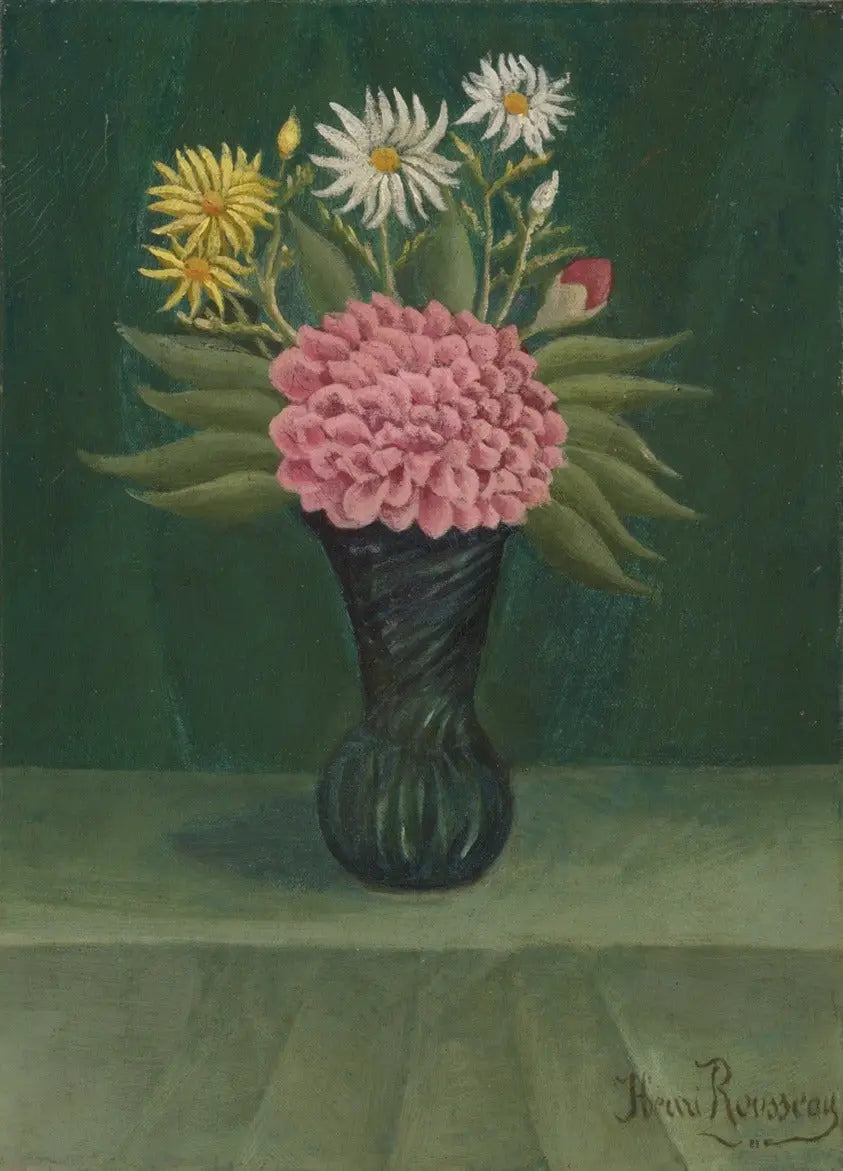 Flores y dalias en un jarrón - Henri Rousseau