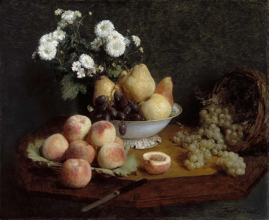 Flores y frutas sobre una mesa - Henri Fantin-Latour