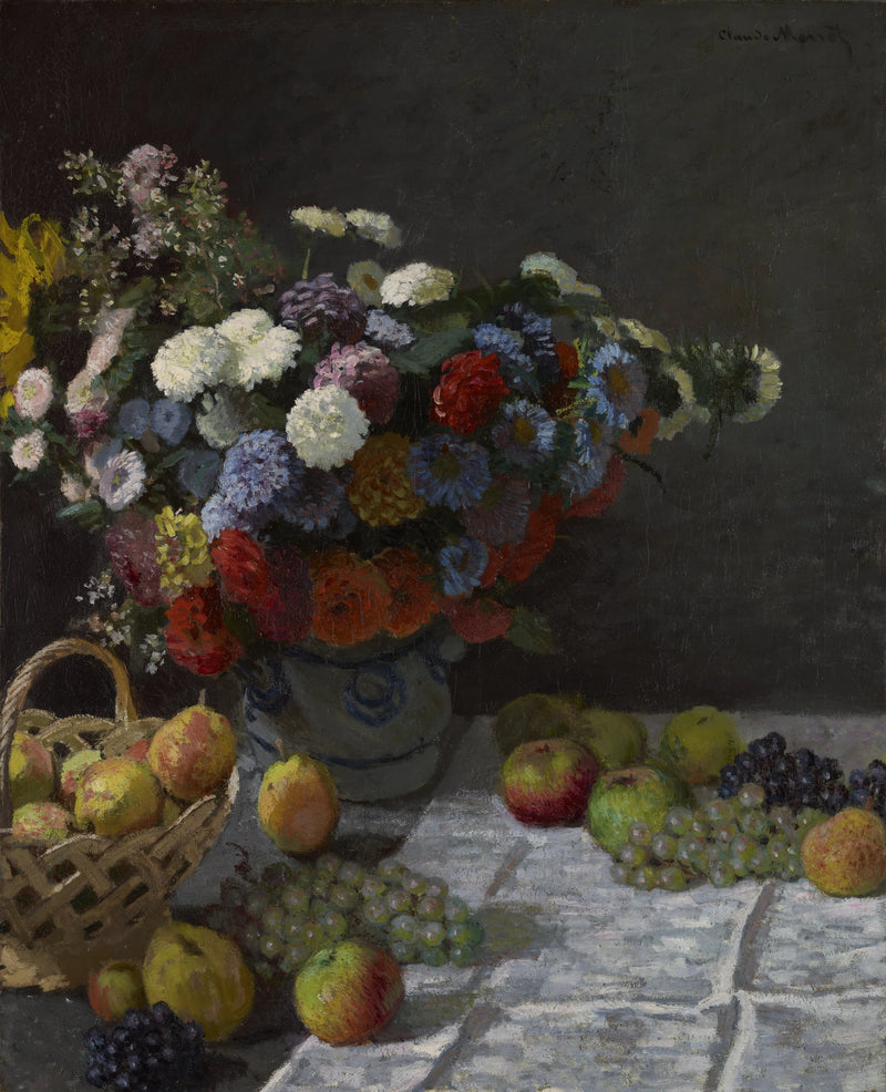 La vida con flores y frutas - Claude Monet