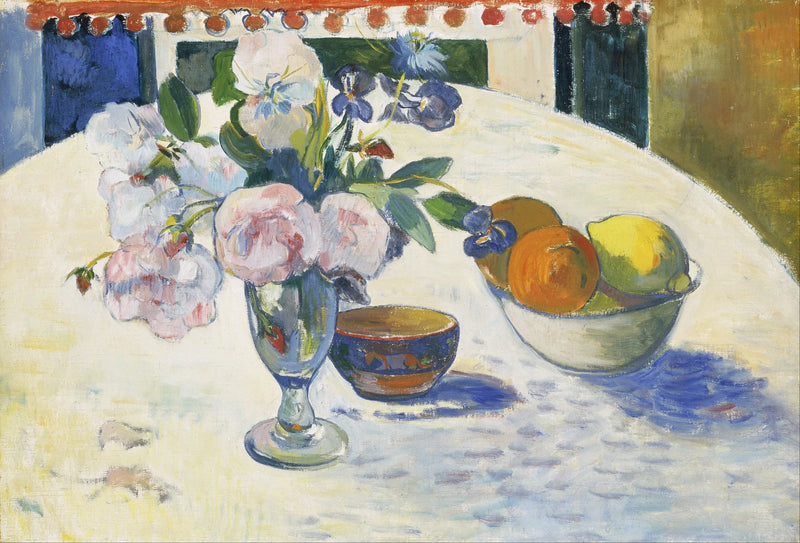 Flores. Iris azul, naranjas y limón - Paul Gauguin