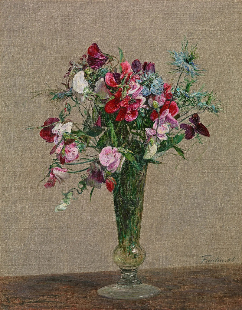 Flores, puntos de fragancia y nínfulas en un pequeño jarrón - Henri Fantin-Latour