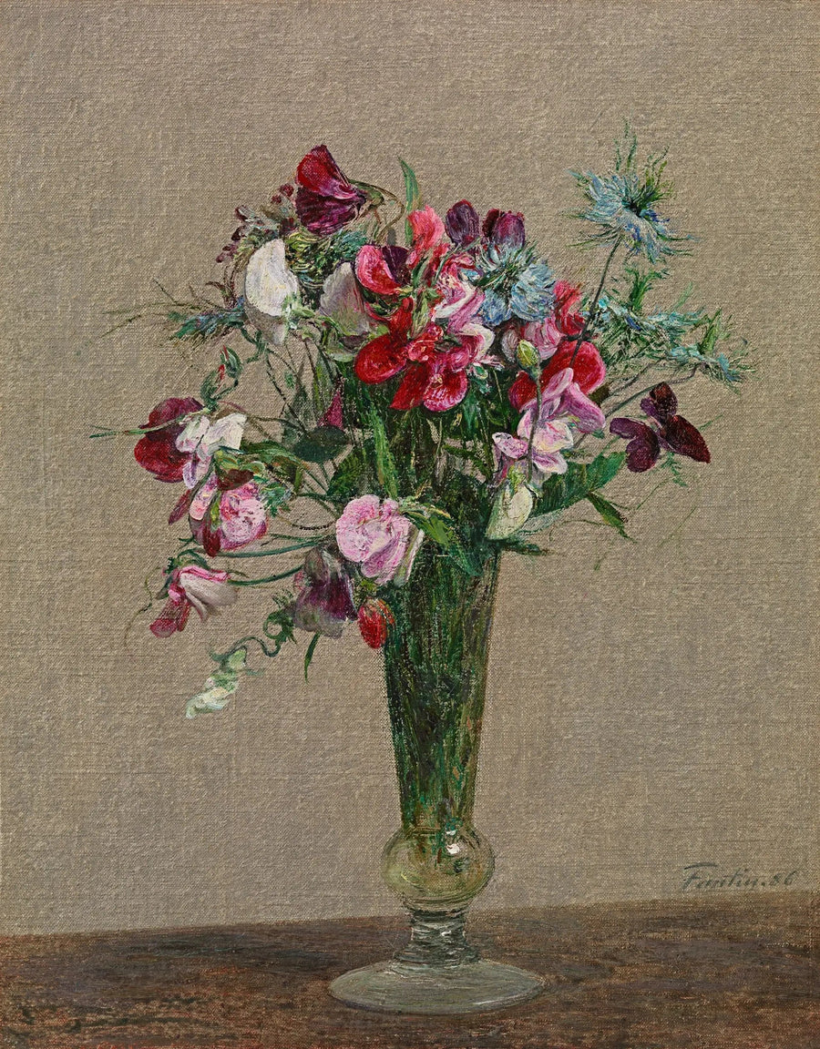 Flores, puntos de fragancia y nínfulas en un pequeño jarrón - Henri Fantin-Latour