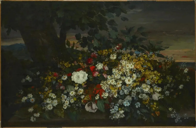 Flores en un banco - Gustave Courbet