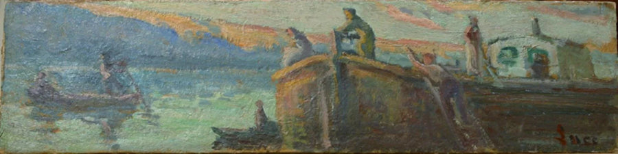 Paisaje de campo con carreta y bebé - Maximilien Luce