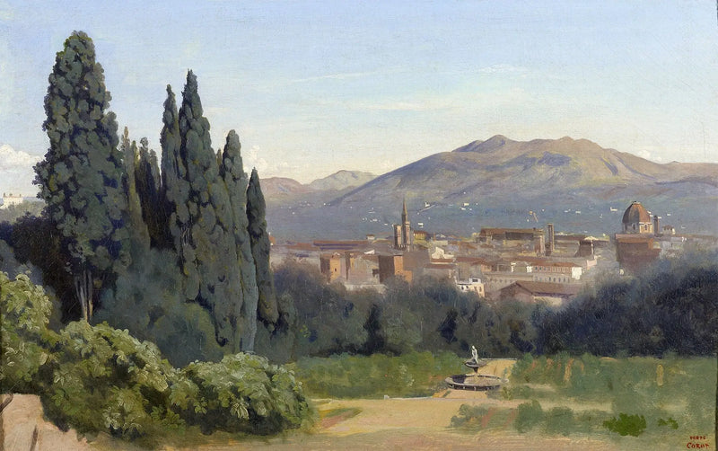 Florencia, Vista tomada desde los Jardines Boboli - Jean-Baptiste Camille Corot