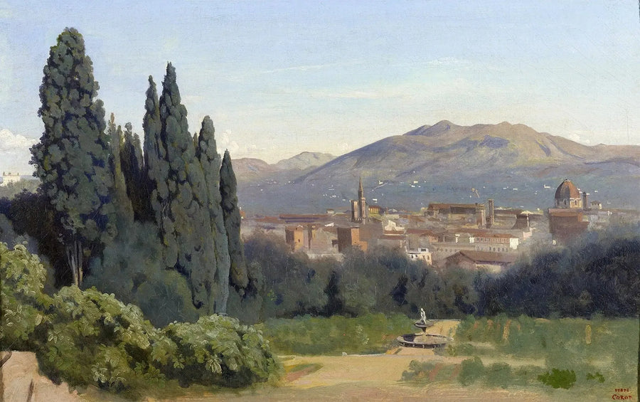 Florencia, Vista tomada desde los Jardines Boboli - Jean-Baptiste Camille Corot