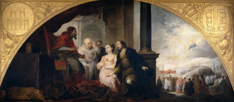 Fundación de Santa María la Mayor en Roma. El Patricio narra su sueño al Papa. - Bartolomé Esteban Murillo