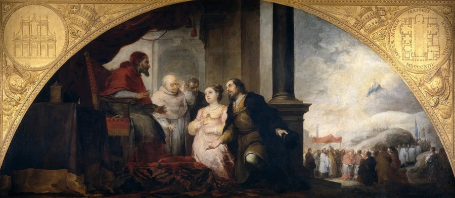 Fundación de Santa María la Mayor en Roma. El Patricio narra su sueño al Papa. - Bartolomé Esteban Murillo