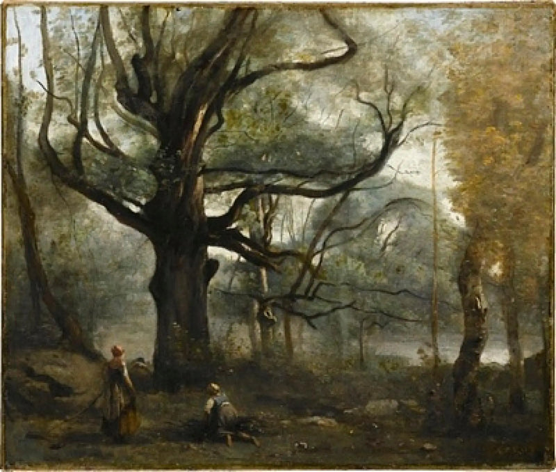 Fontainebleau. Leñadores al pie de un roble grande - Jean-Baptiste Camille Corot