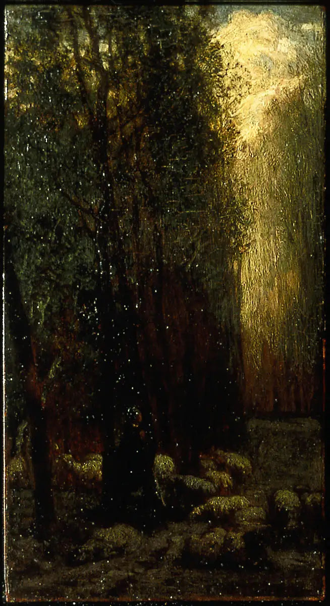 Bosque con pastora y ovejas - Jean-François Millet