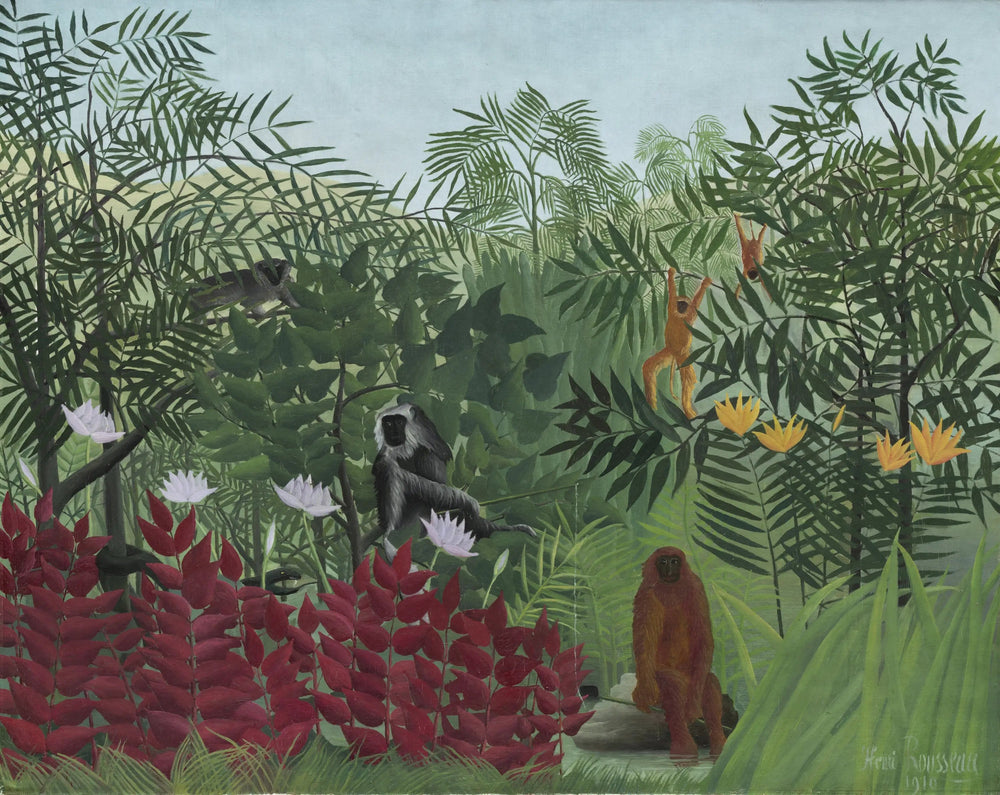 Forêt tropicale avec singes - Henri Rousseau image 1 tableau peint à l’huile sur toile