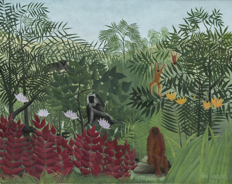 Selva tropical con monos - Henri Rousseau