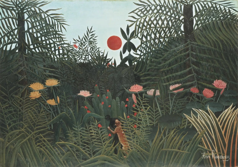 Bosque virgen al atardecer - Henri Rousseau