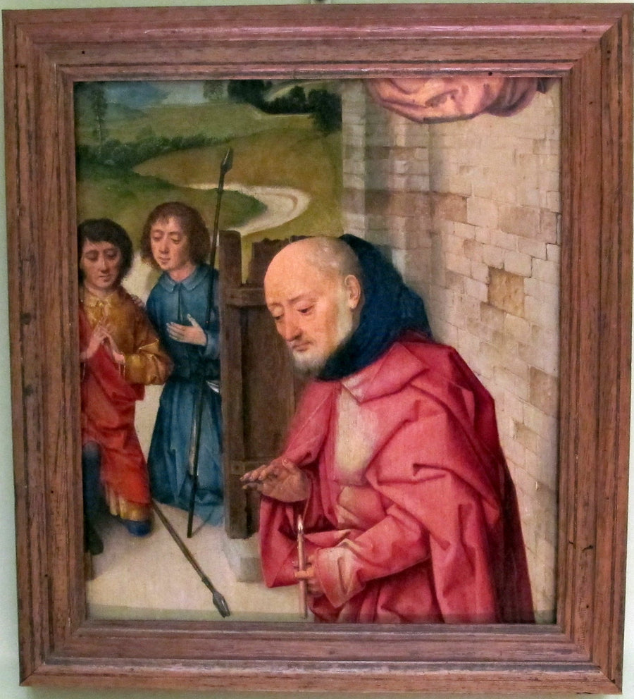 fragmento de una Natividad con San José y dos pastores - Dirk Bouts