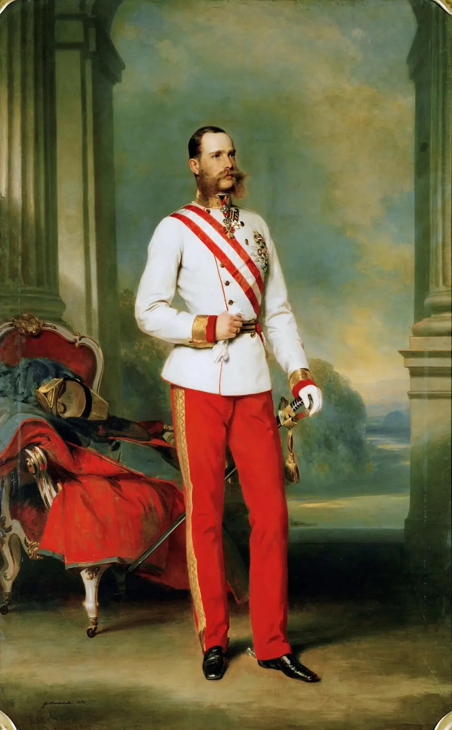 Francisco José I, emperador de Austria, vistiendo un uniforme de mariscal con la gran estrella de la orden militar de María Teresa - Franz Xaver Winterhalter