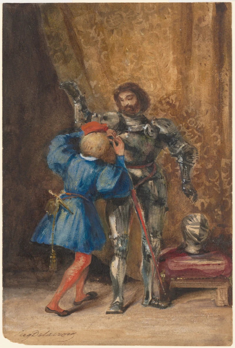 Franz Lerse o Goetz von Berlichingen armado por una página - Eugène Delacroix