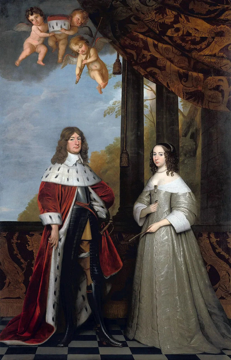 Frederico Guillermo (1620-1688), elector de Brandeburgo, y su esposa Luisa-Henrietta (1627-1667), condesa de Orange-Nassau - Gerrit van Honthorst
