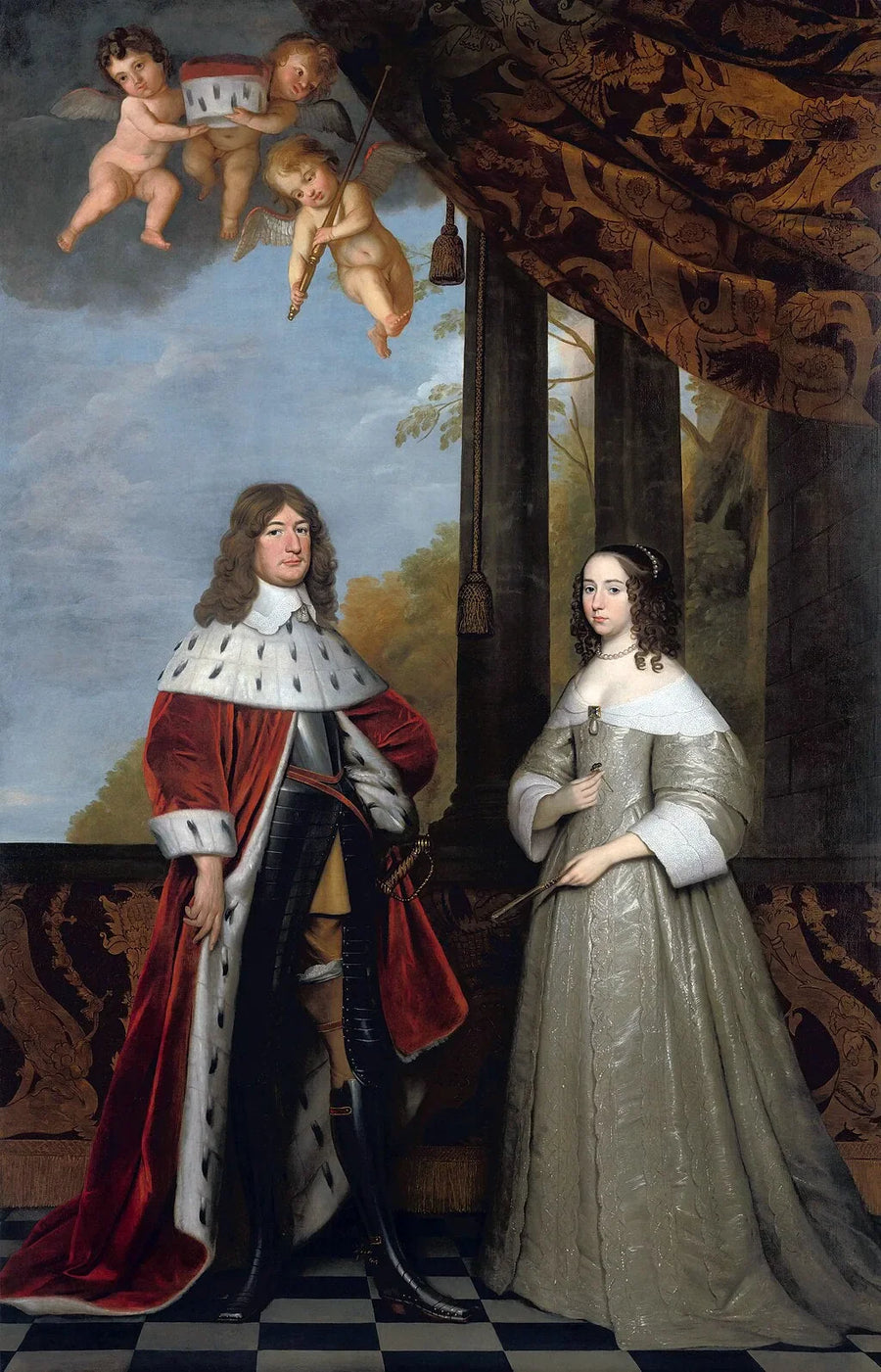 Frederico Guillermo (1620-1688), elector de Brandeburgo, y su esposa Luisa-Henrietta (1627-1667), condesa de Orange-Nassau - Gerrit van Honthorst