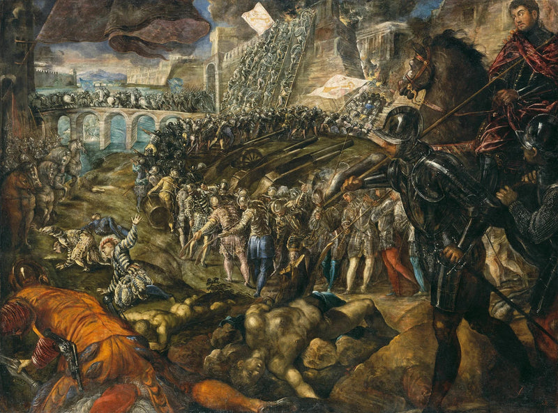 Federico II conquista Parma en 1521. Cuadro de Tintoretto, 1578/79, para su hijo Guillermo - Jacopo Tintoretto